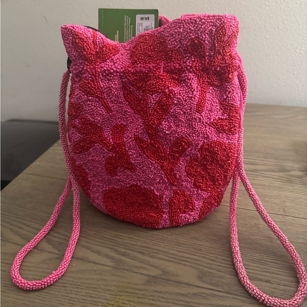 Pink and Red Beaded Women's Bag